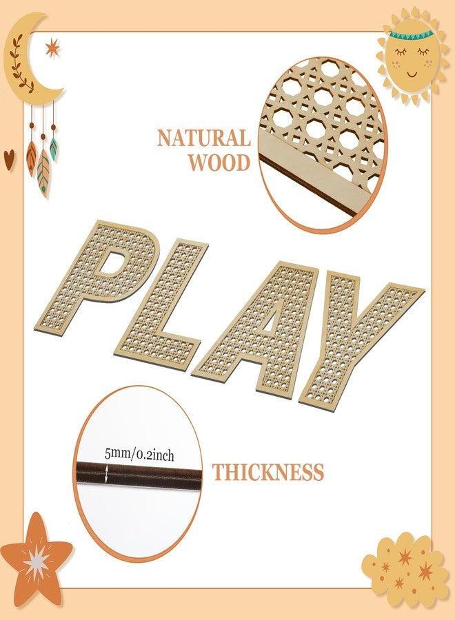 GlikCeil Playroom Decor Rattan Letters Set 12 x 15 Boho Wall Signs for Bedroom Large Wooden Rattan Letters for Toddler Girls Boys Playroom Art Nursery Room Decorations(Play) - Image 3